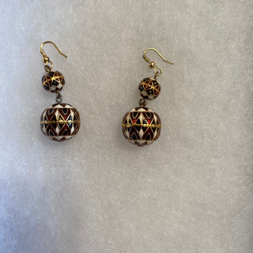 Hand painted vintage earrings